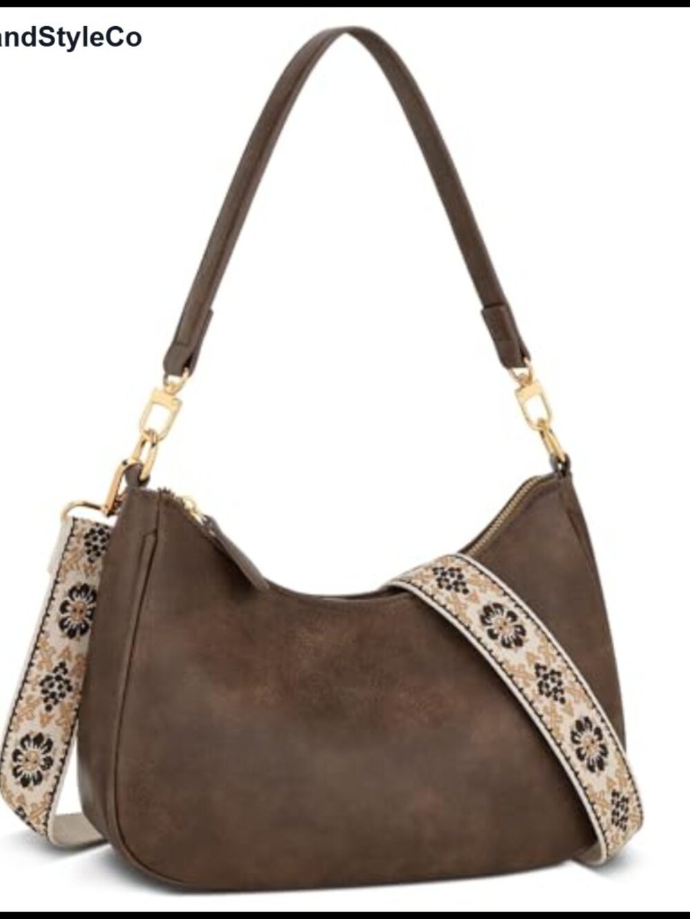 Small Faux Leather Hobo Crossbody Shoulder Bag Detachable Strap Women